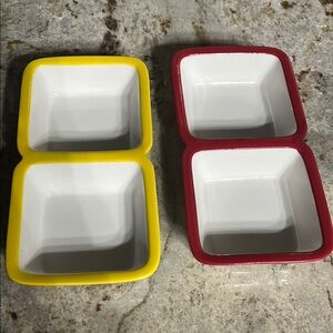 Colorful Square Ceramic Dipping Bowls Set